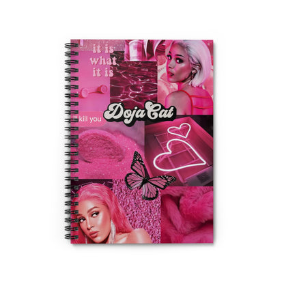 Doja Cat Pink Vibes Collage Ruled Line Spiral Notebook