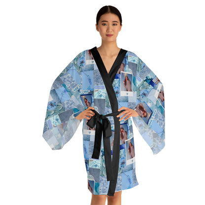 Olivia Rodrigo Light Blue Aesthetic Collage Long Sleeve Kimono Robe