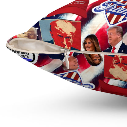 Donald Trump 2024 MAGA Montage Spun Polyester Square Pillow