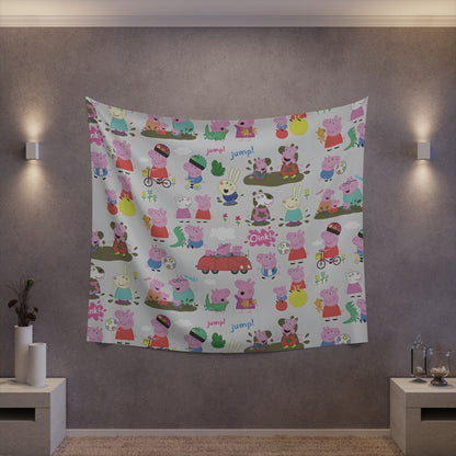 Peppa Pig Oink Oink Collage Printed Wall Tapestry