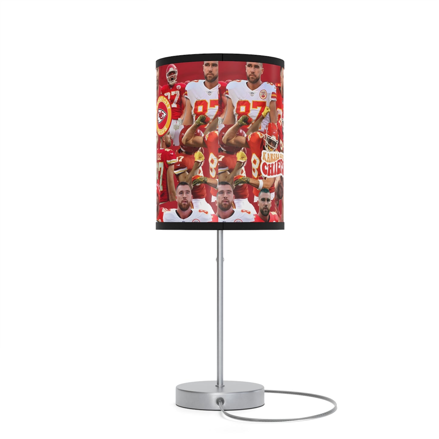 Travis Kelce Chiefs Red Collage Lamp on a Stand