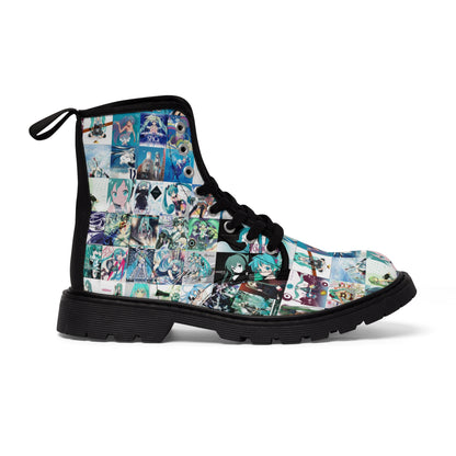 Hatsune Miku Album Cover Collage Women's Canvas Boots