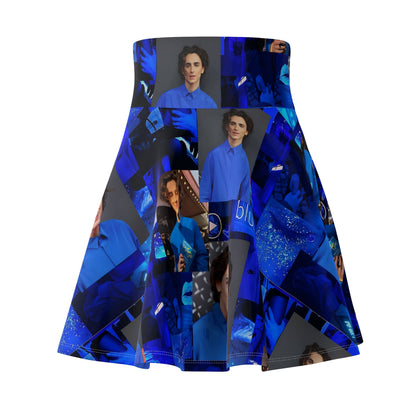 Timothee Chalamet Cool Blue Collage Women's Skater Skirt