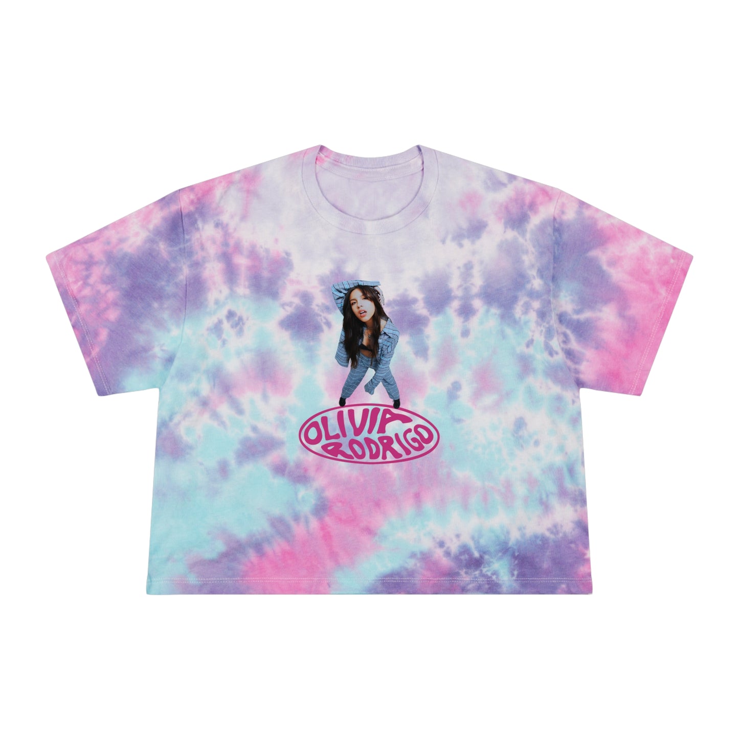 Olivia Rodrigo Look Up Pose Logo Women's Tie-Dye Crop Tee