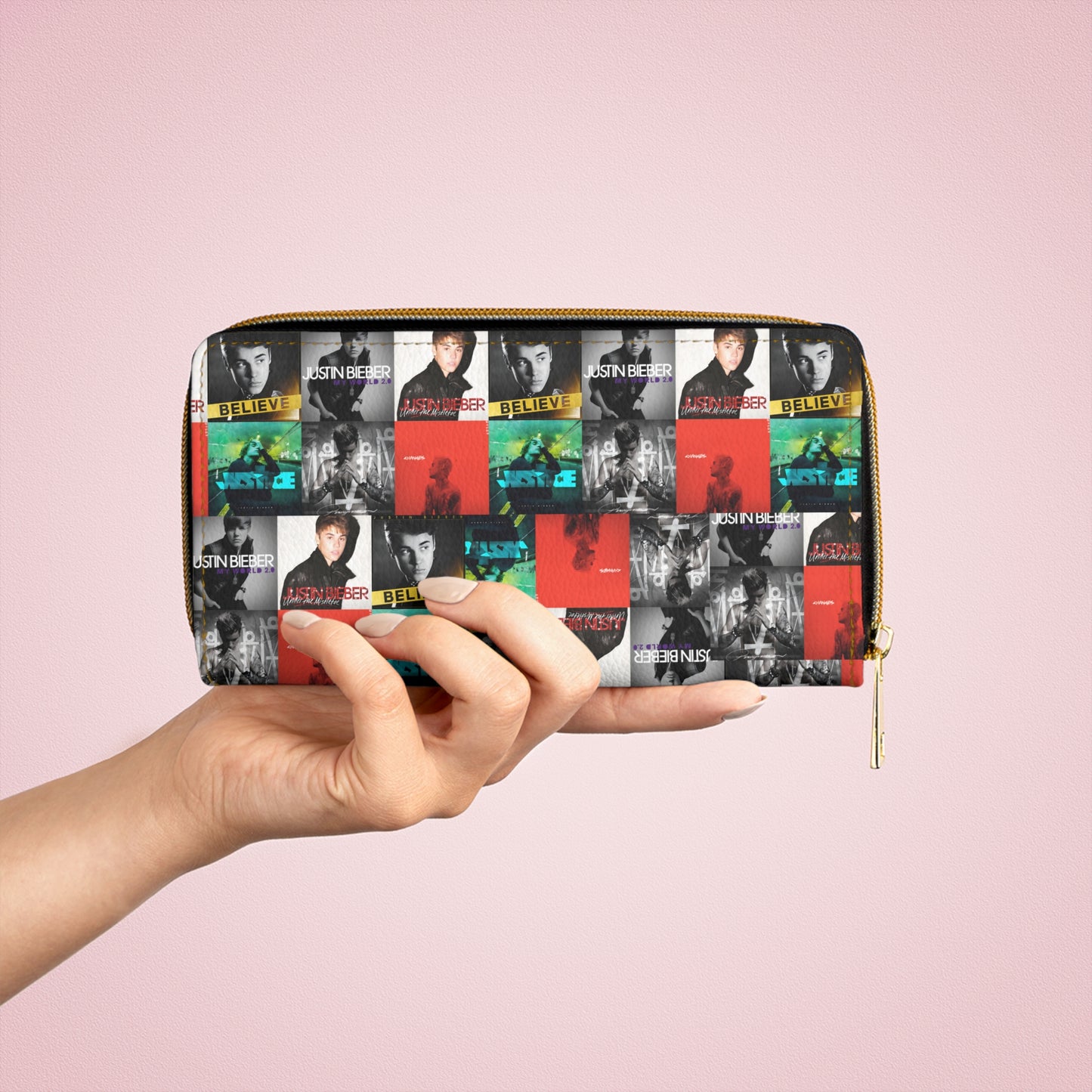 Justin Bieber Album Cover Collage Zipper Wallet