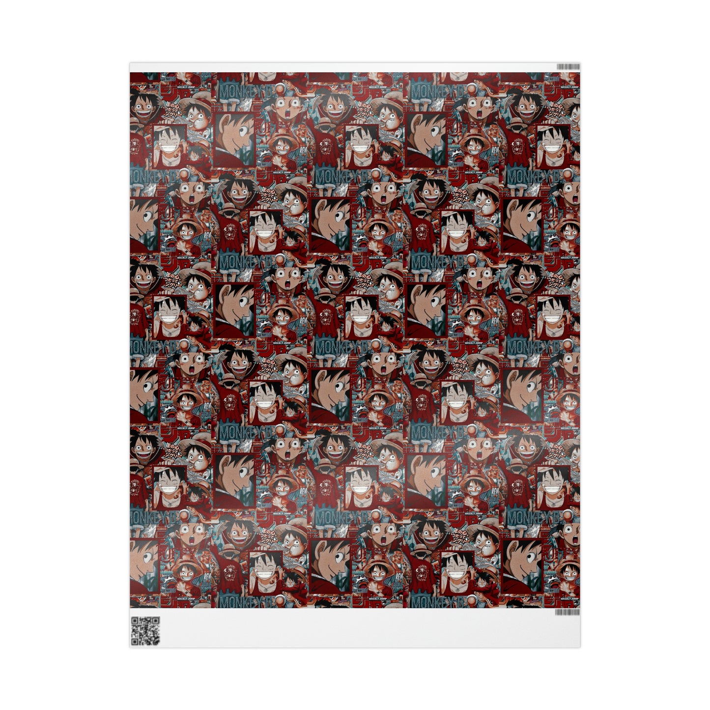 One Piece Anime Monkey D Luffy Red Collage Gift Wrapping Paper