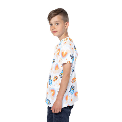 Bluey Rainbows & Flowers Pattern Kids Sports Jersey