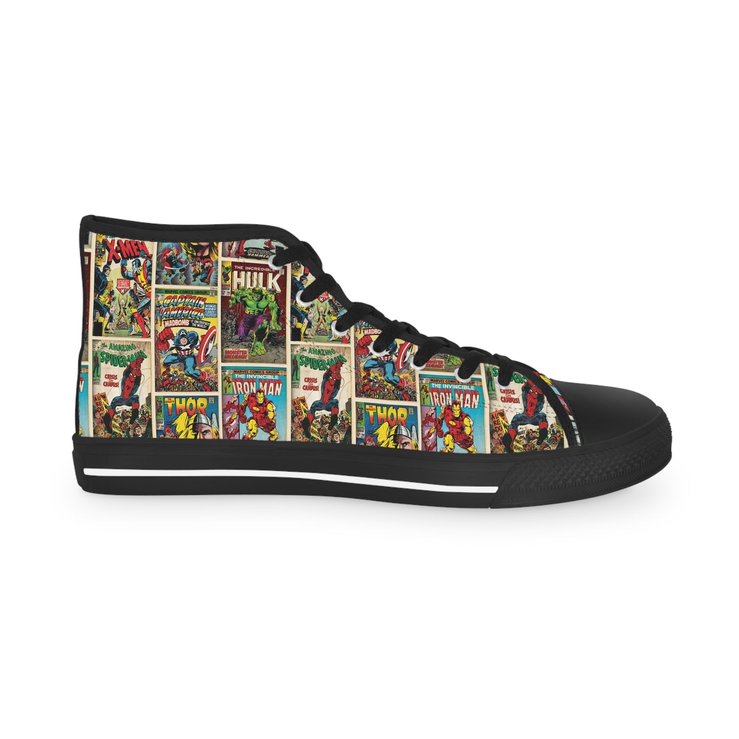 Marvel Comic Book Cover Collage Men's High Top Sneakers
