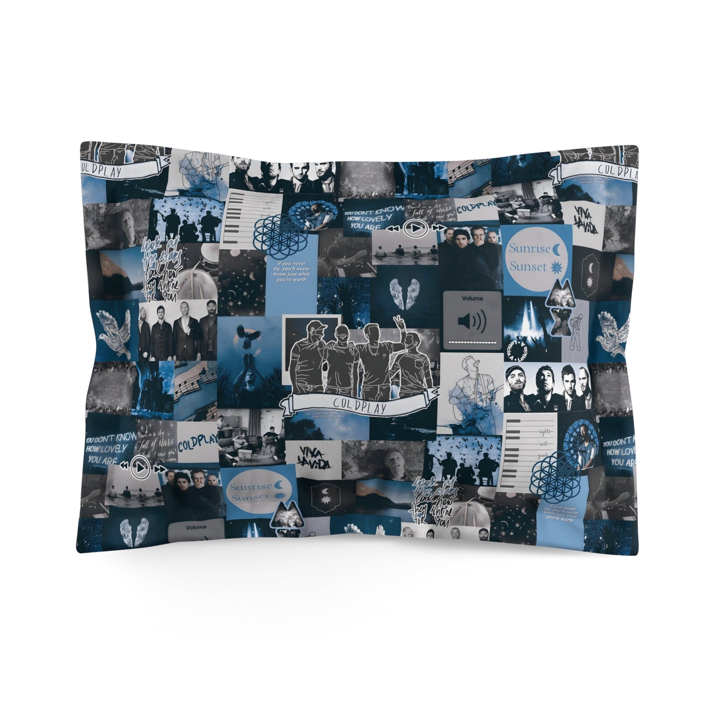 Coldplay Sunrise Sunset Collage Microfiber Pillow Sham