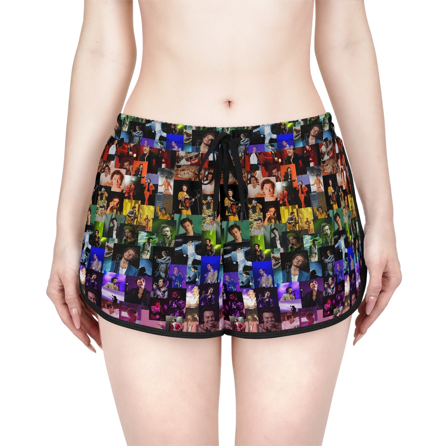 Harry Styles Rainbow Photo Collage Women's Relaxed Shorts