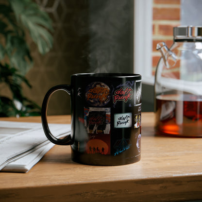 Daft Punk Album Cover Art Collage Black Ceramic Mug