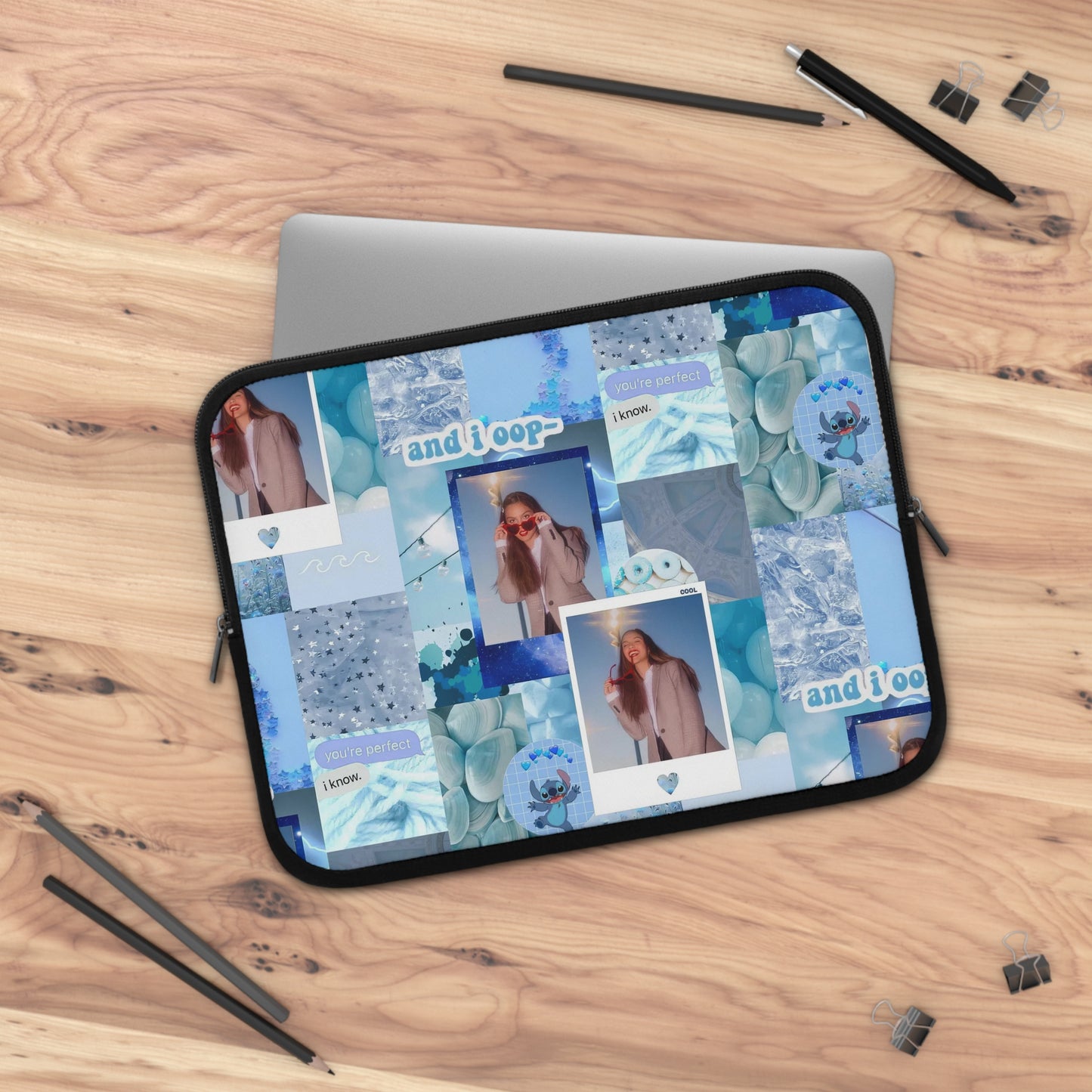 Olivia Rodrigo Light Blue Aesthetic Collage Laptop Sleeve