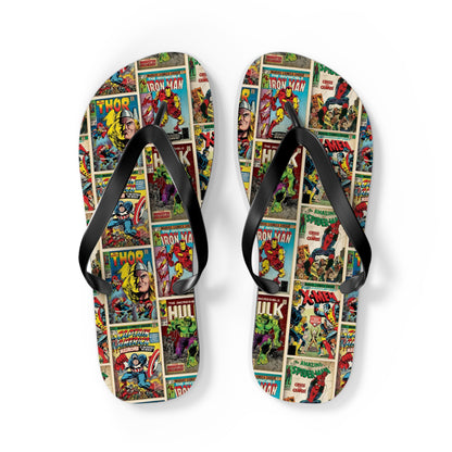 Marvel Comic Book Cover Collage Flip Flops