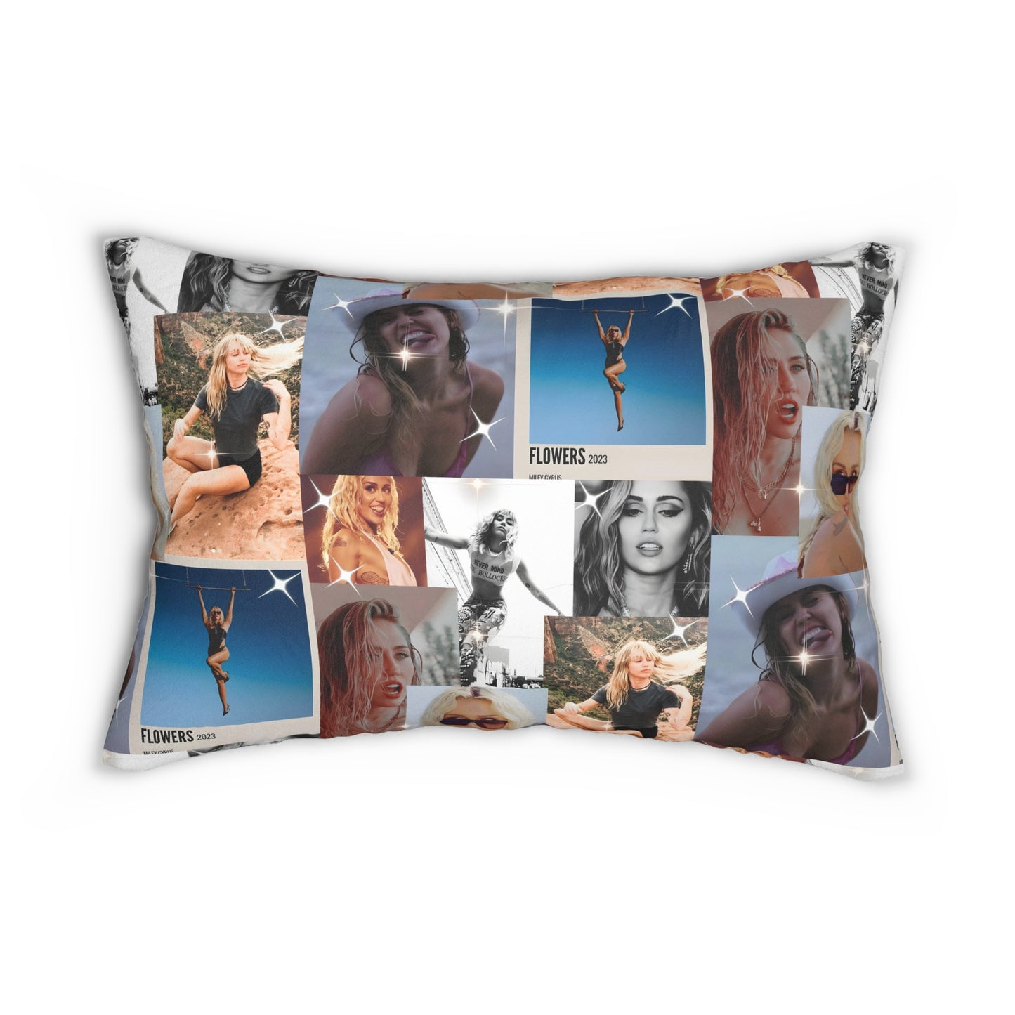 Miley Cyrus Flowers Photo Collage Polyester Lumbar Pillow