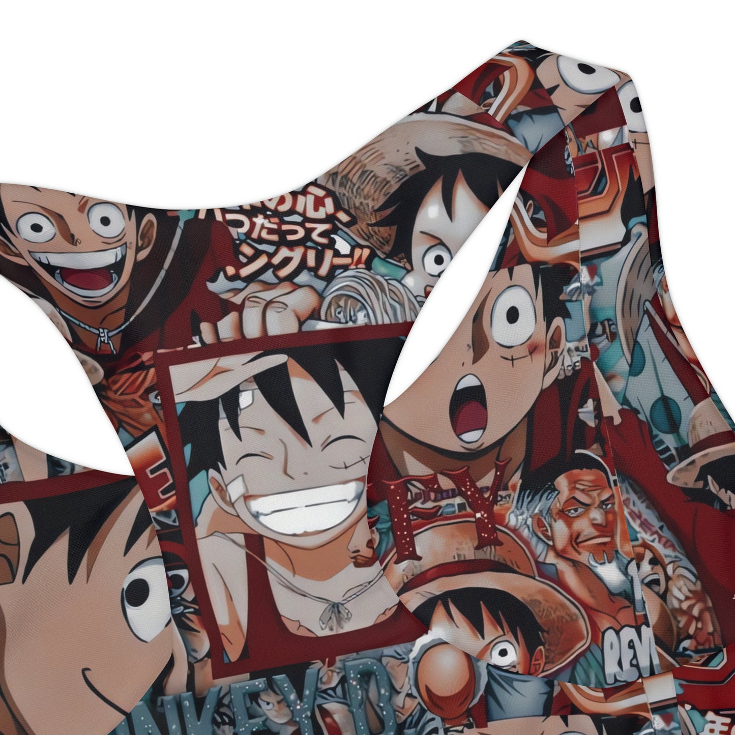 One Piece Anime Monkey D Luffy Red Collage Girls Two Piece Swimsuit