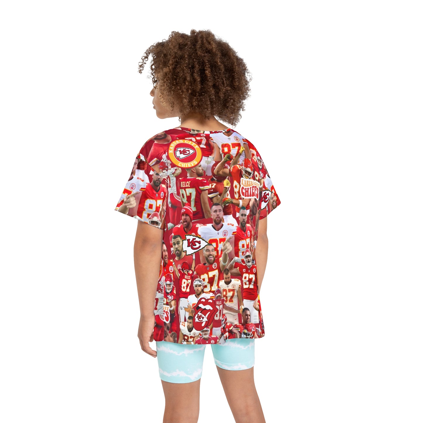 Travis Kelce Chiefs Red Collage Kids Sports Jersey