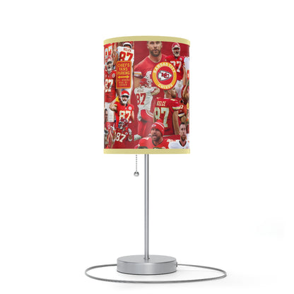 Travis Kelce Chiefs Red Collage Lamp on a Stand