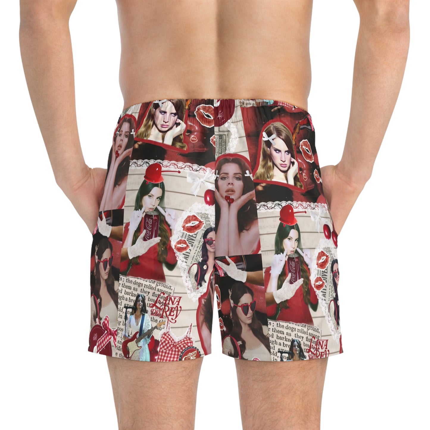 Lana Del Rey Cherry Coke Collage Men's Swim Trunks