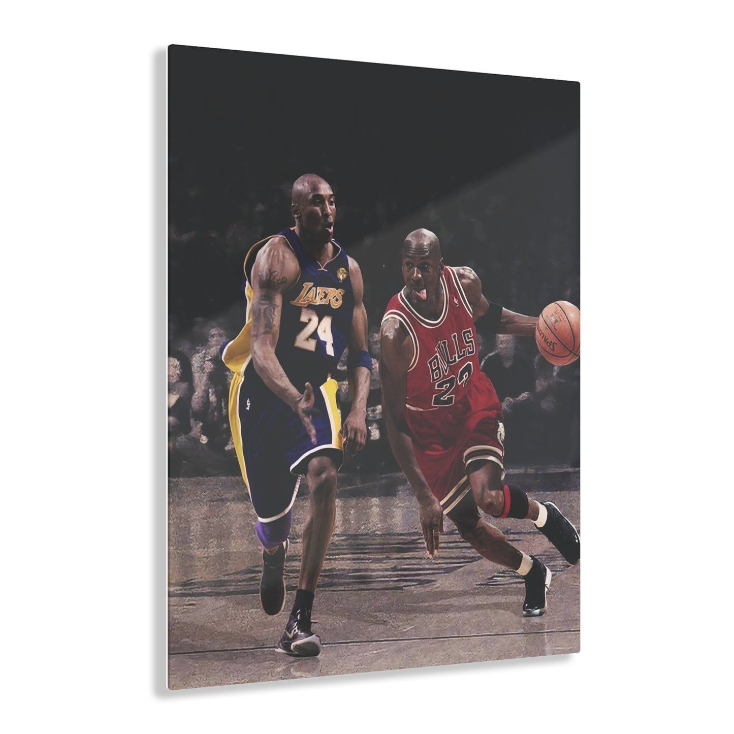 Michael Jordan Driving Against Kobe Bryant Acrylic Prints