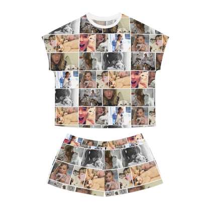 Taylor Swift's Cats Collage Pattern Women's Short Pajama Set