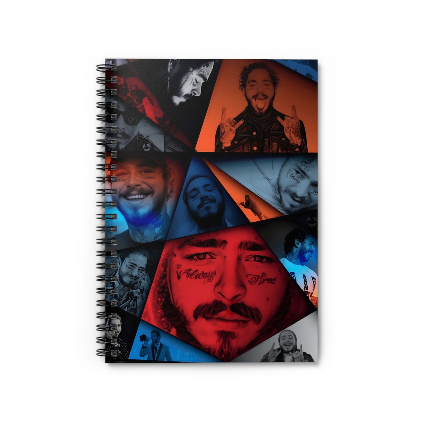 Post Malone Crystal Portaits Collage Ruled Line Spiral Notebook