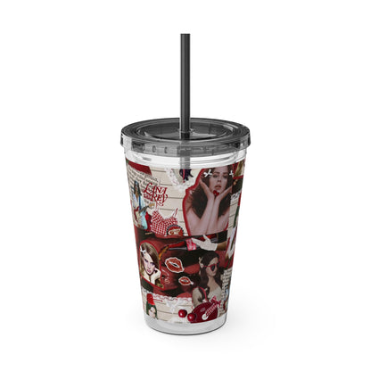 Lana Del Rey Cherry Coke Collage Sunsplash Tumbler with Straw