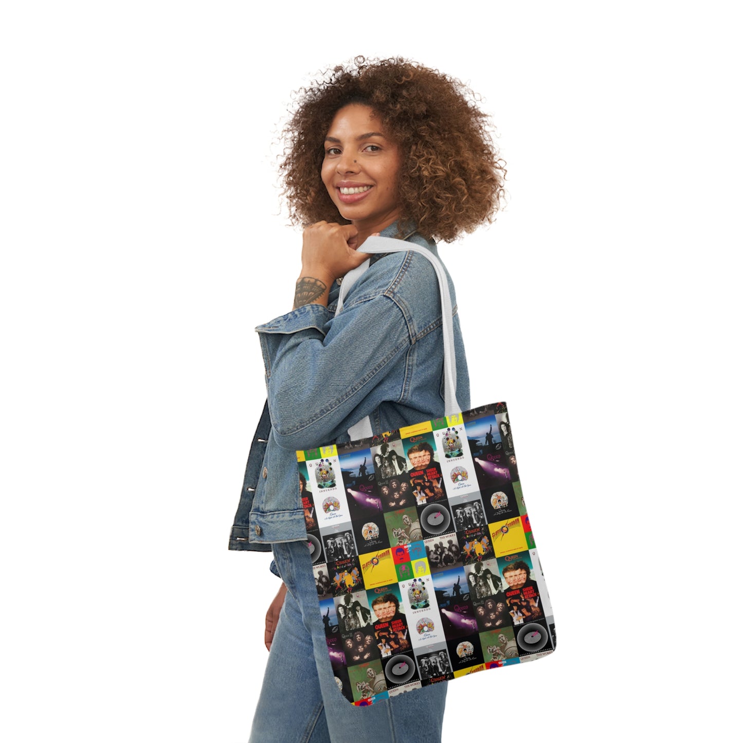 Queen Album Cover Collage Polyester Canvas Tote Bag