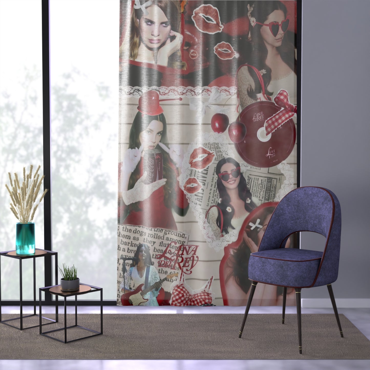 Lana Del Rey Cherry Coke Collage Window Curtain