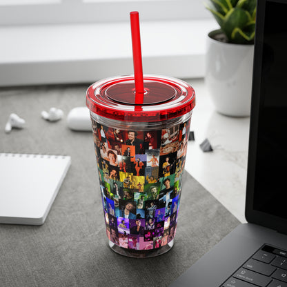 Harry Styles Rainbow Photo Collage Sunsplash Tumbler with Straw