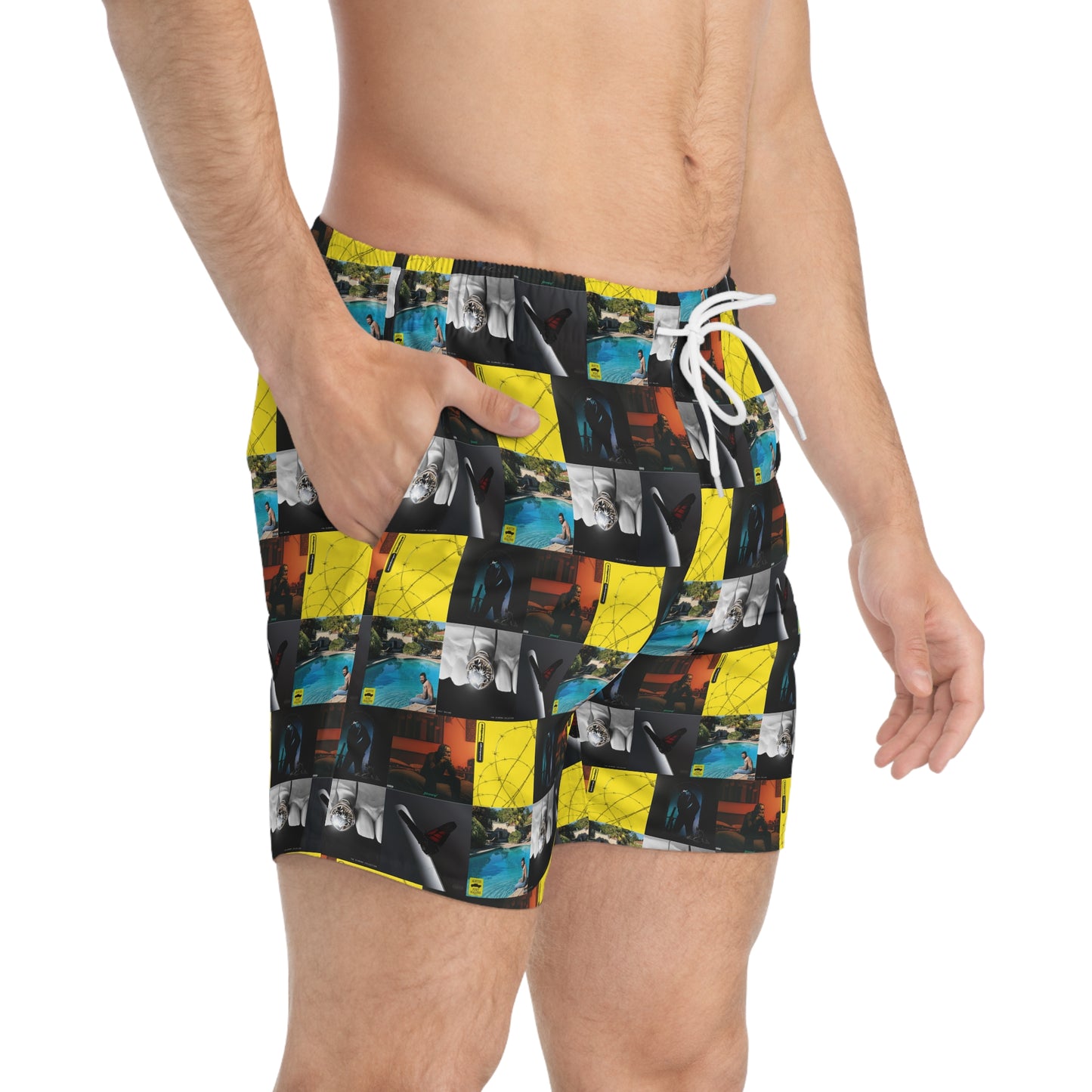 Post Malone Album Art Collage Men's Swim Trunks