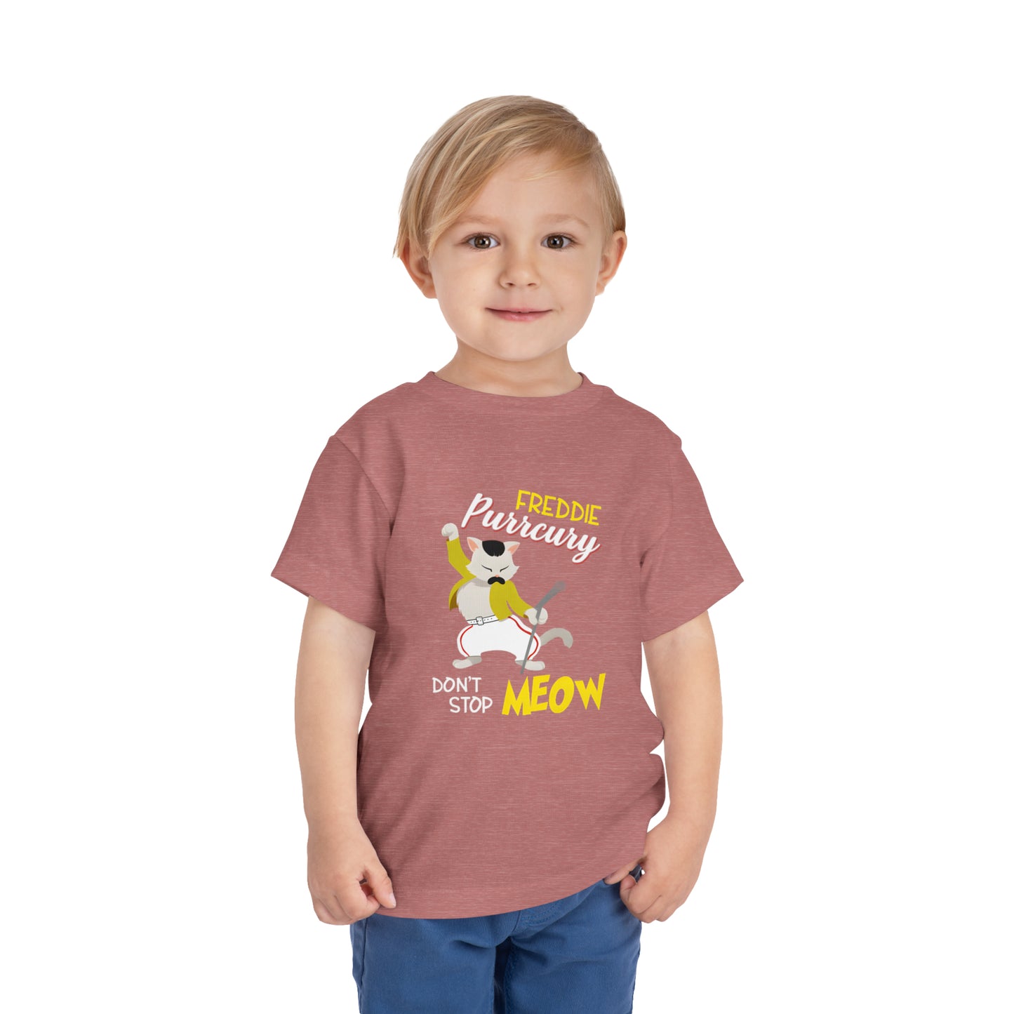 Queen Don't Stop Meow Freddie Purrcury Toddler Short Sleeve Tee