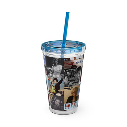 Lana Del Rey Album Cover Collage Sunsplash Tumbler with Straw