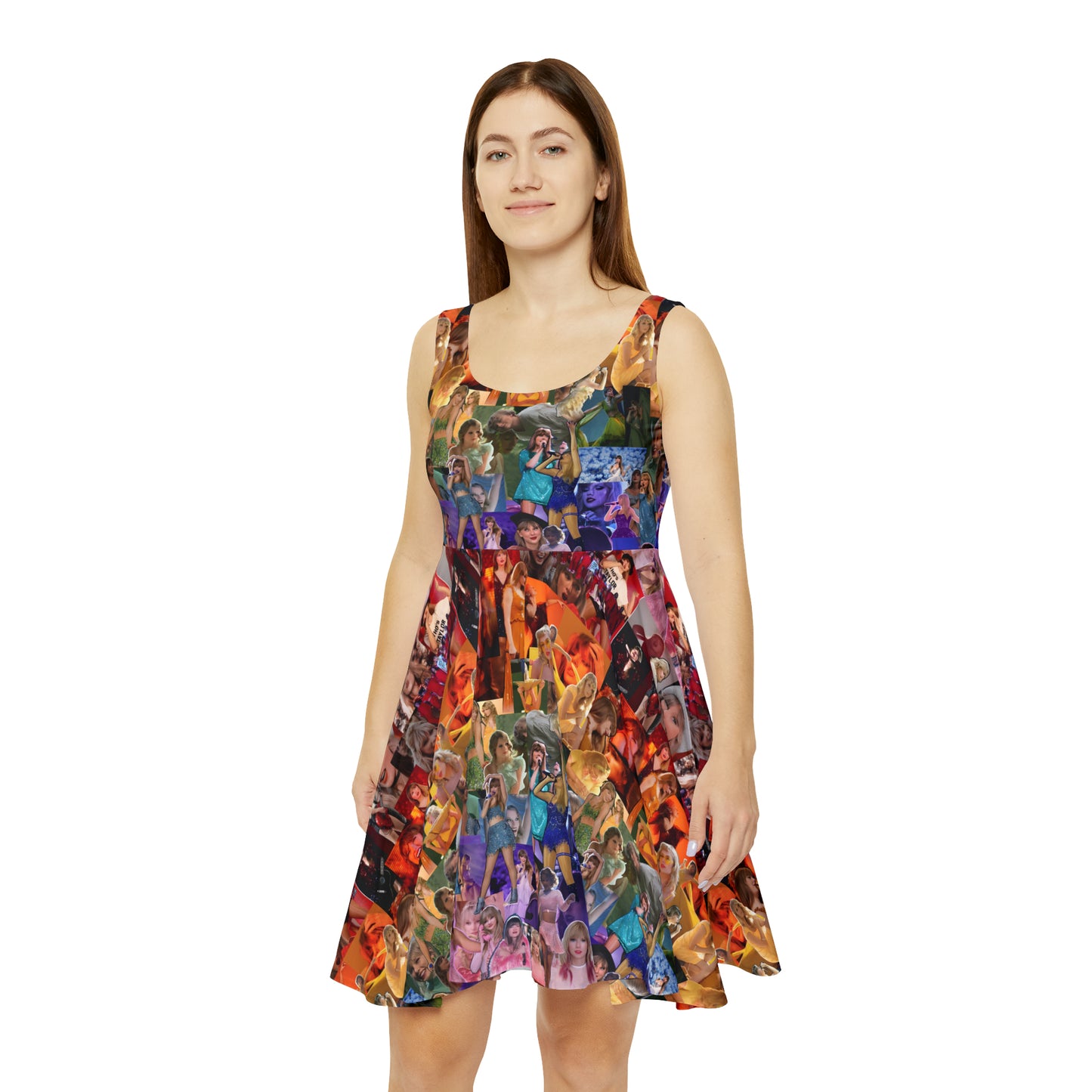 Taylor Swift Rainbow Photo Collage Women's Skater Dress