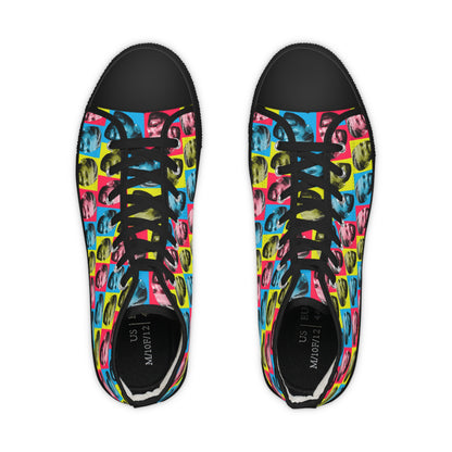 Drake Colored Checker Faces Men's High Top Sneakers