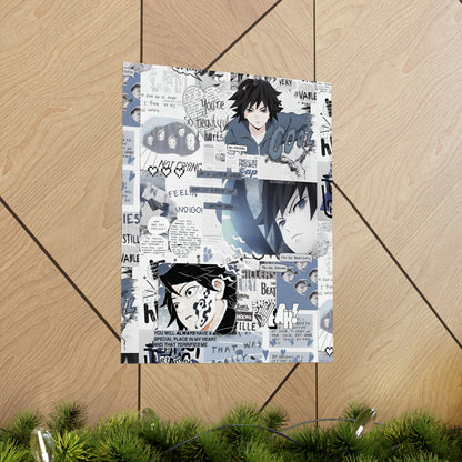 Demon Slayer Giyu Aesthetic Collage Matte Vertical Poster