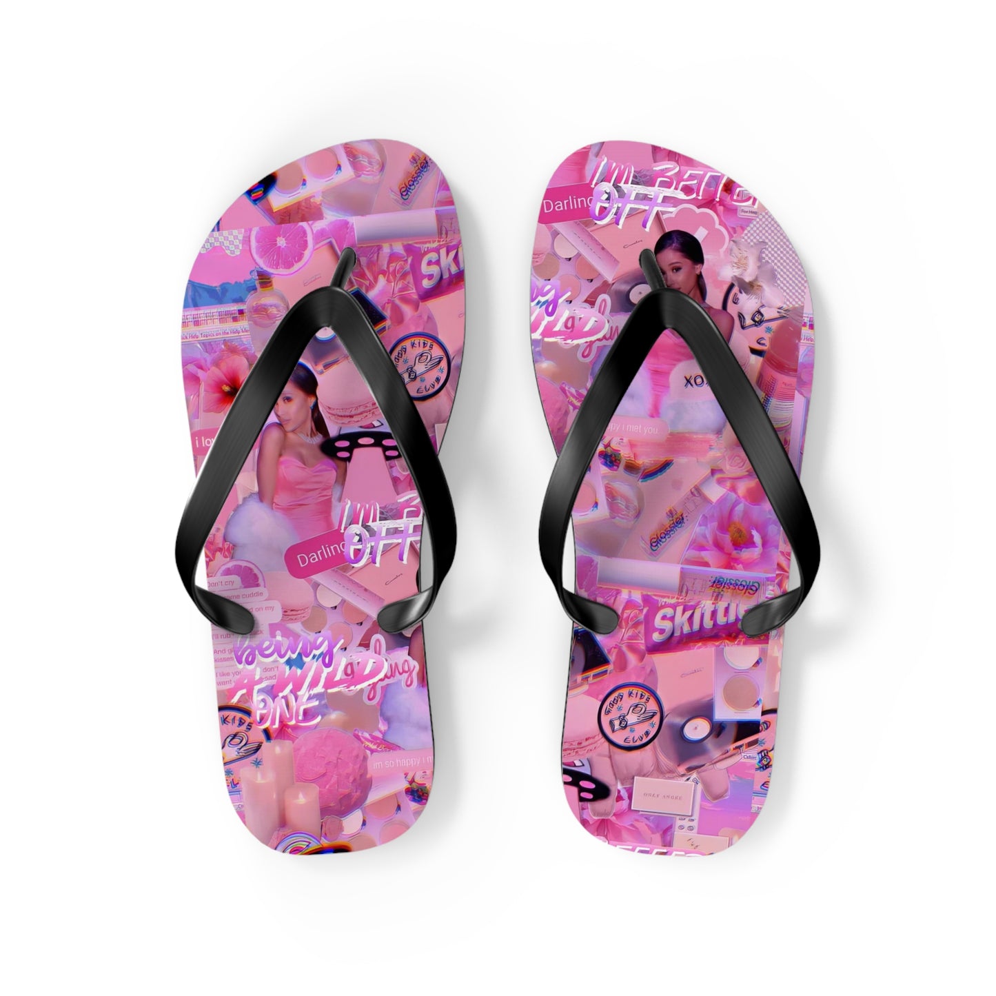 Ariana Grande Purple Vibes Collage Flip Flops