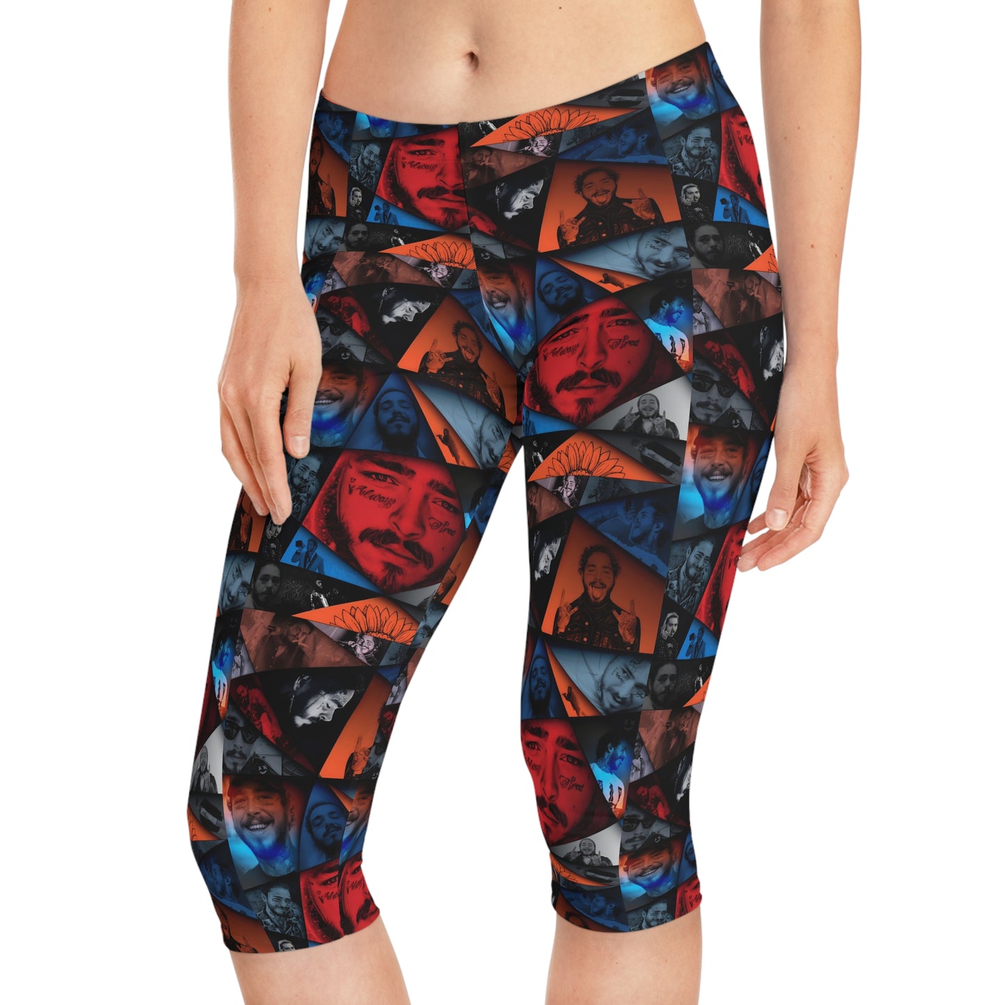 Post Malone Crystal Portaits Collage Women's Capri Leggings