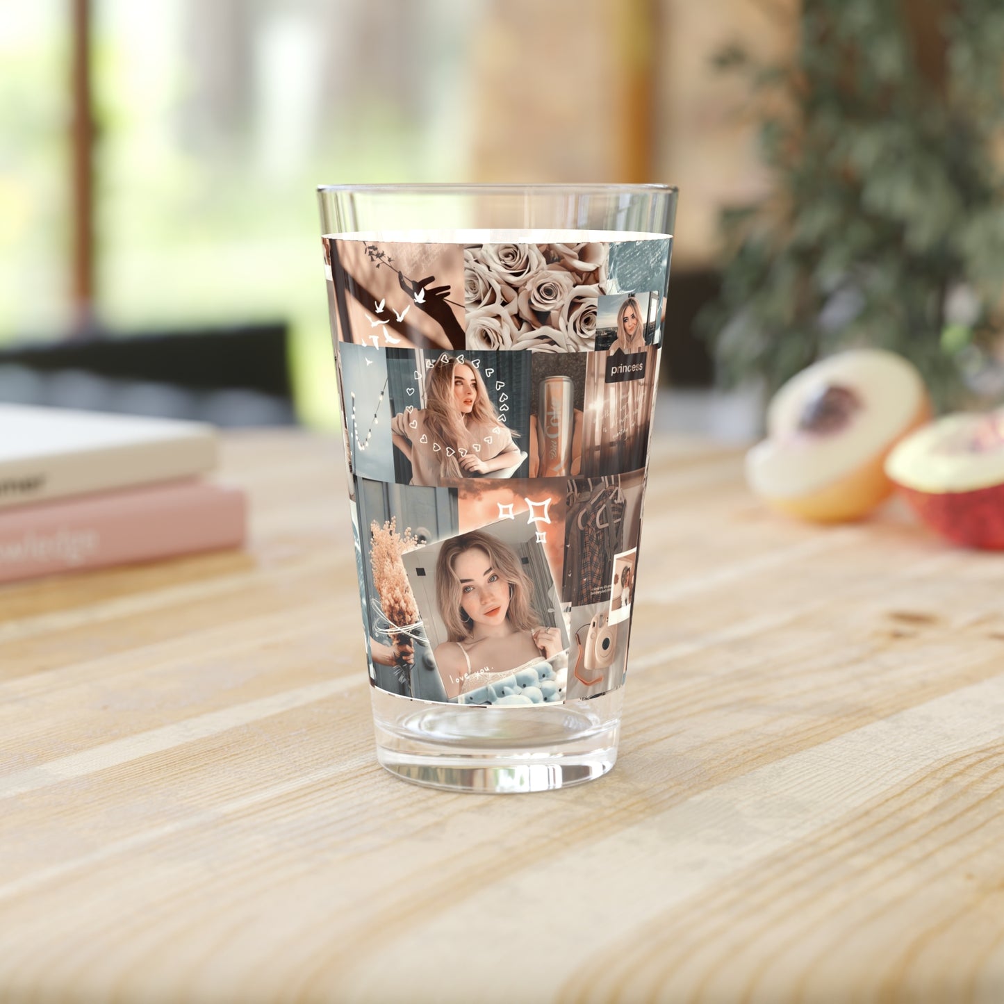 Sabrina Carpenter Peachy Princess Collage Pint Glass