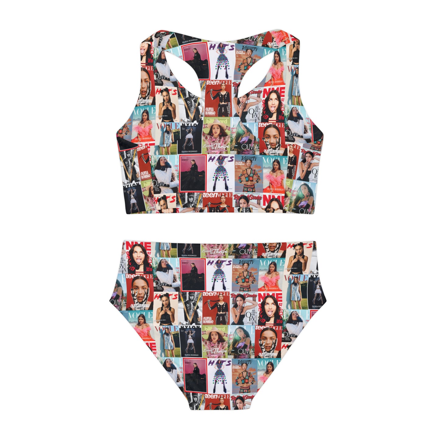 Olivia Rodrigo Magazine Cover Collage Pattern Girls Two Piece Swimsuit