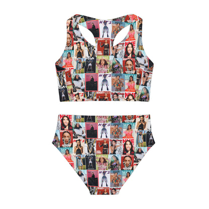 Olivia Rodrigo Magazine Cover Collage Pattern Girls Two Piece Swimsuit