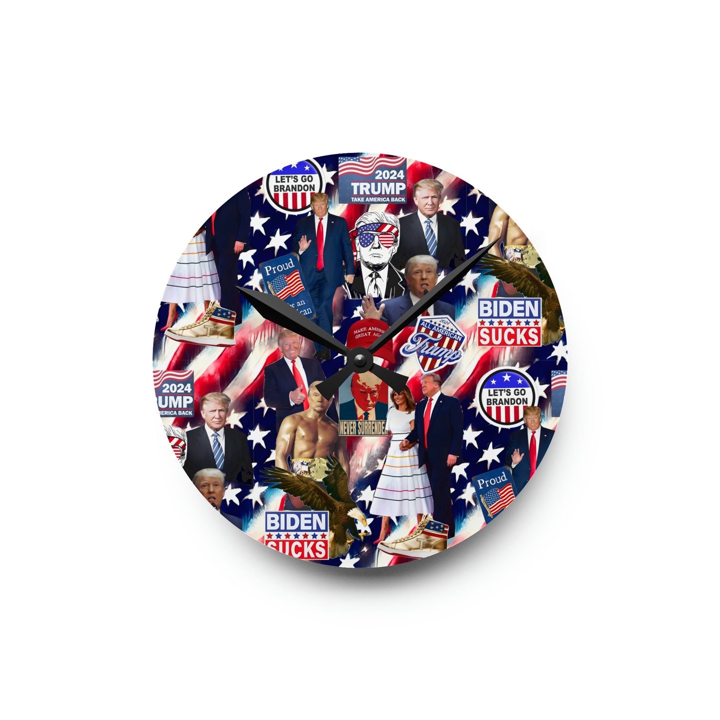 Donald Trump 2024 MAGA Montage Acrylic Wall Clock