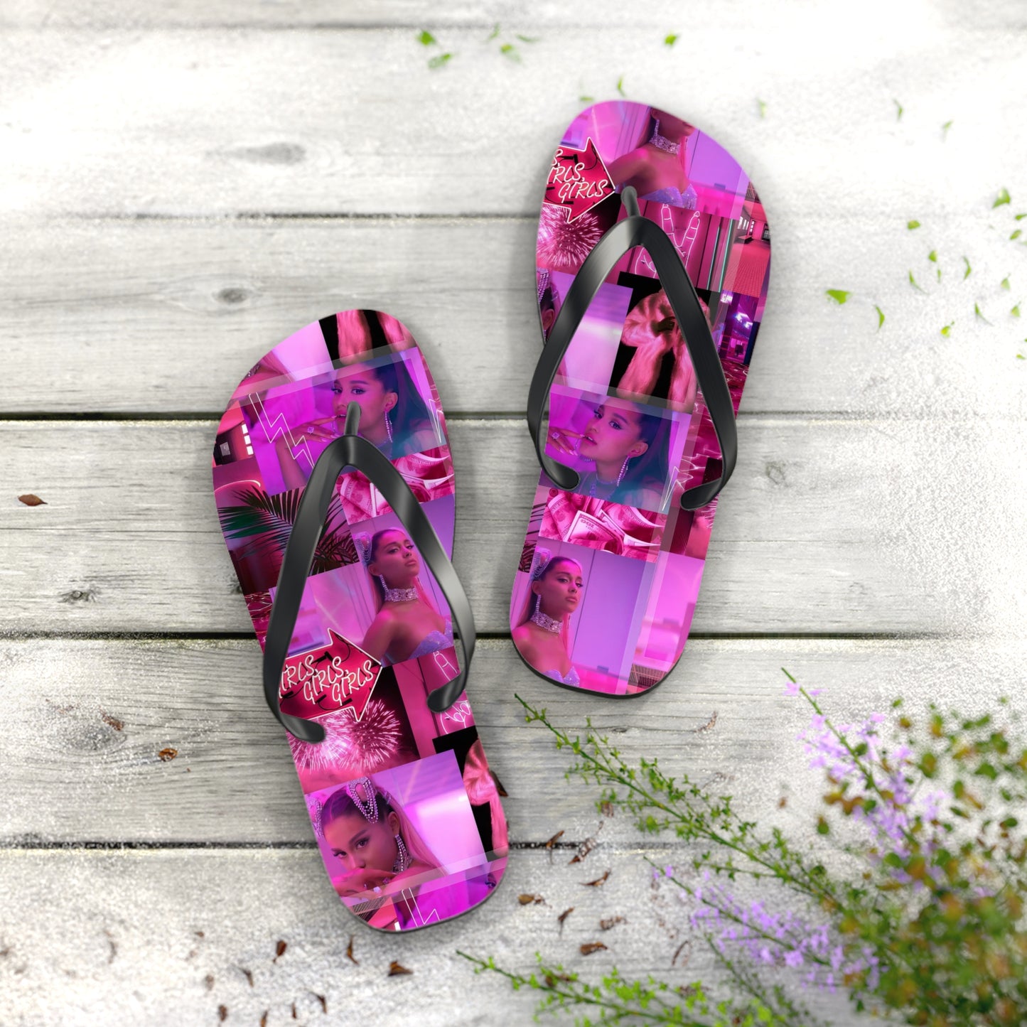 Ariana Grande 7 Rings Collage Flip Flops