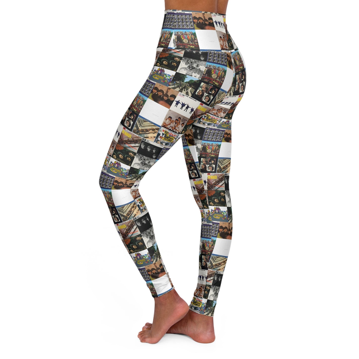 The Beatles Album Cover Collage High Waisted Yoga Leggings