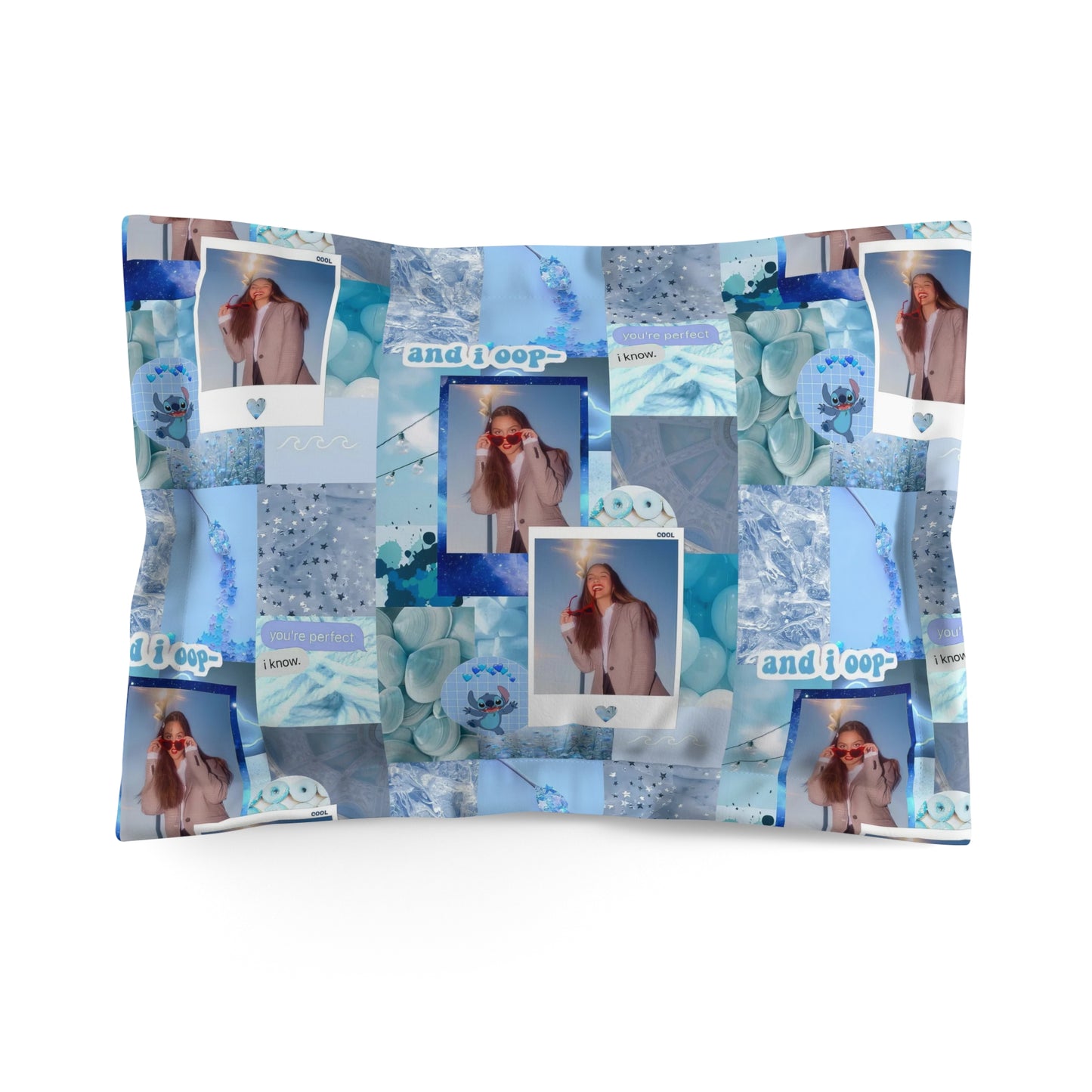 Olivia Rodrigo Light Blue Aesthetic Collage Microfiber Pillow Sham