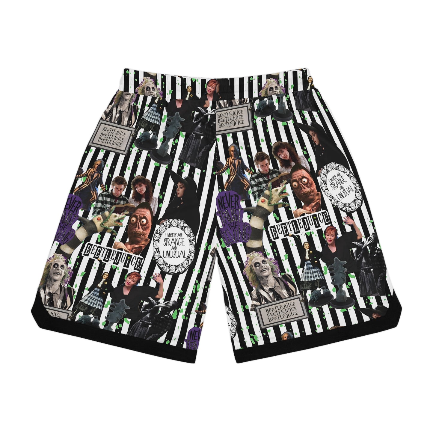 Beetlejuice Strange And Unusual Collage Basketball Rib Shorts