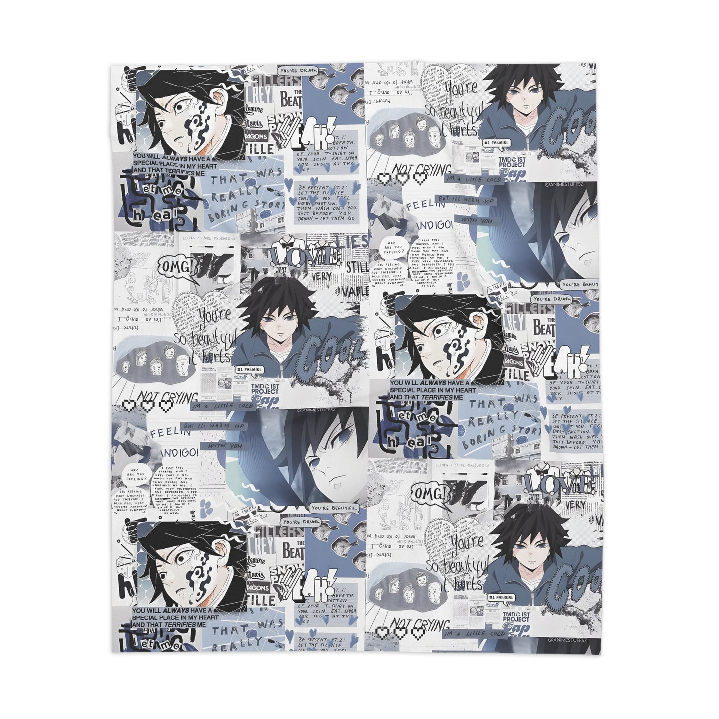 Demon Slayer Giyu Aesthetic Collage Sherpa Blanket