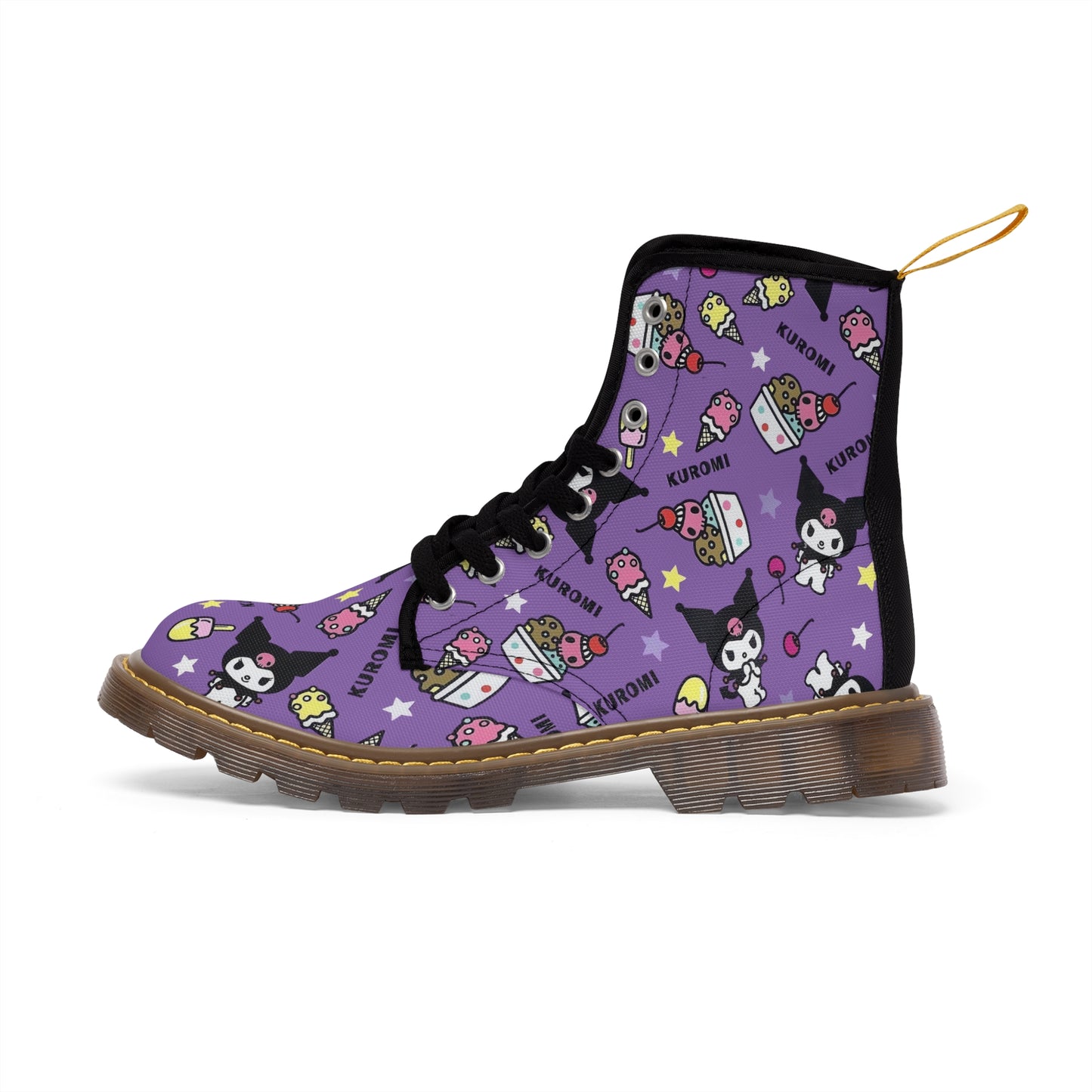 Kuromi Ice Cream Sundae Pattern Women's Canvas Boots