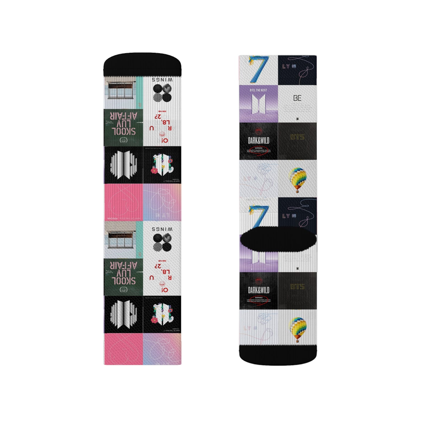BTS Album Cover Art Collage Tube Socks