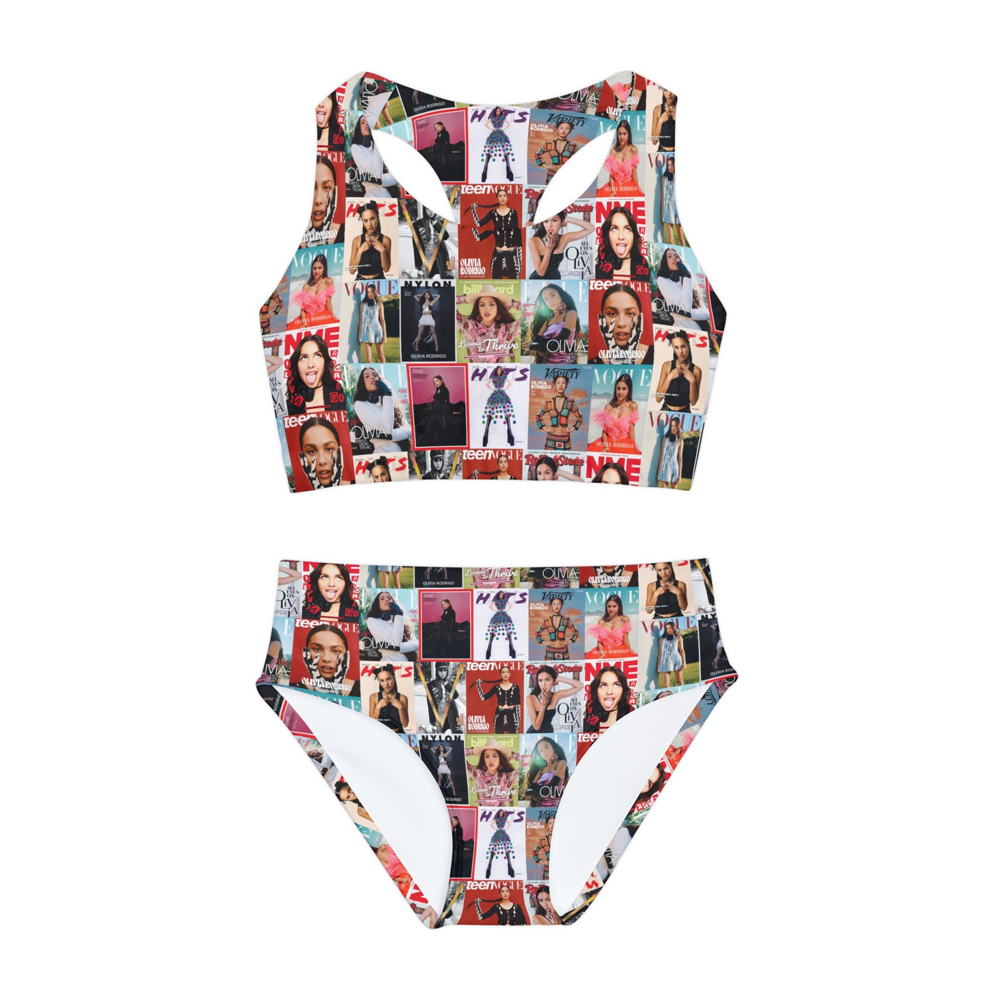 Olivia Rodrigo Magazine Cover Collage Pattern Girls Two Piece Swimsuit