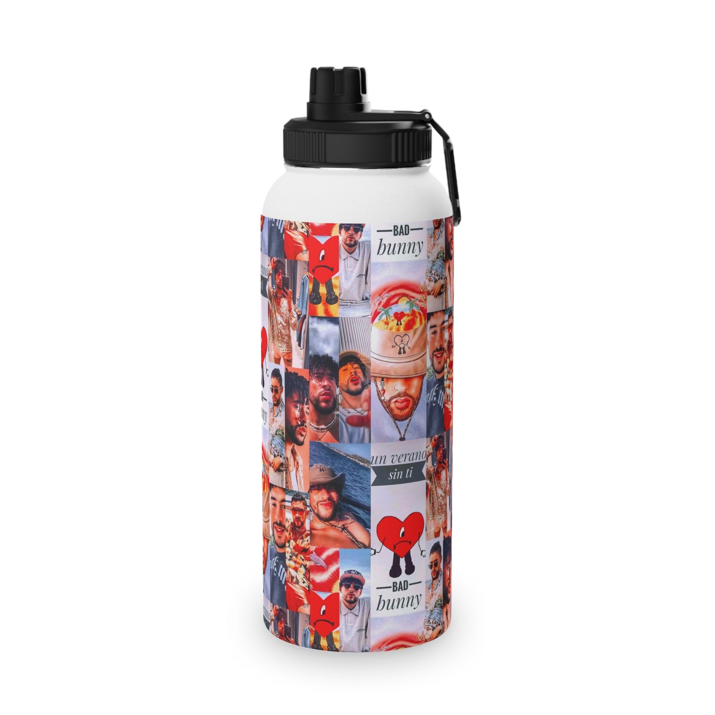 Bad Bunny Un Verano Sin Ti Photo Collage Stainless Steel Sports Lid Water Bottle